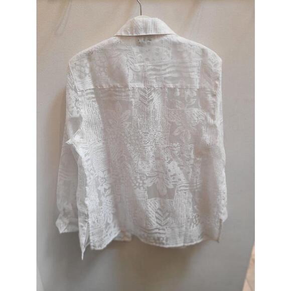 Coldwater Creek Oversized Sheer Floral Lace Shirt - White - Size Petite Small - Picture 7 of 9